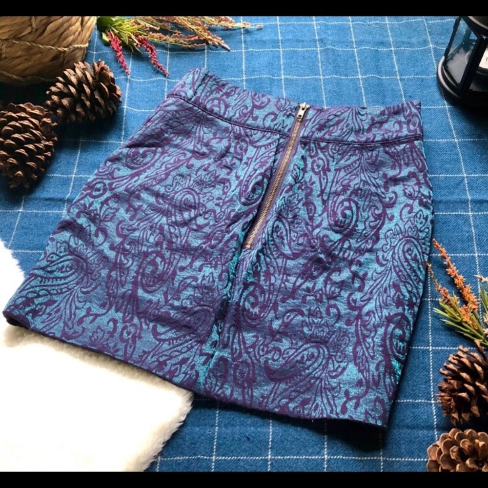 Anthropologie skirt, metallic purple blue, size 6